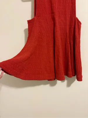 NWT Free People Red/Orange Textured Mini Dress size Medium thumbnail 3