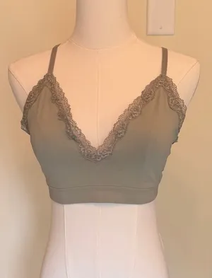 H&M green lace trimmed unlined bralette thumbnail 1