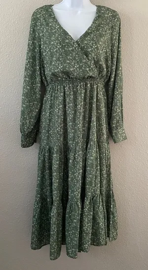 Hayden Green Cottagecore Dress‎ Small Fairycore Feminine Tiered Casual Summer Boho Chic thumbnail 1