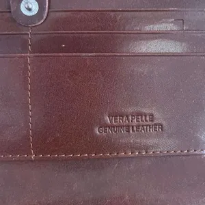 Italian Leather Genuine Leather Brown Bi Fold Wallet Clutch Classic Chic thumbnail 6