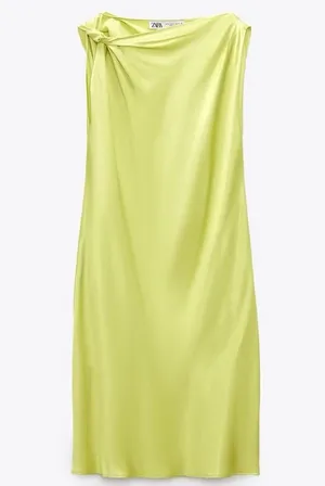 Zara Lime Satin Dress thumbnail 1