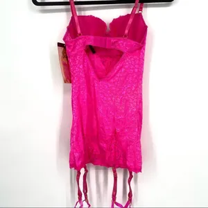 Seven Til’ Midnight‎ Lingerie Set Pink lace Garter & Thong small NWT thumbnail 4