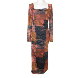 SheIn Women's Mesh Bodycon Maxi Dress M Floral‎ Square Neck Fairy Grunge Whimsigoth thumbnail 2