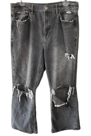 American Eagle 90’s Flare Jeans 10 Distressed Ripped Cotton Grey Pockets Retro thumbnail 1