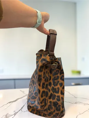 Animal Print Shoulder Bag Boho Chic Brown Trim Magnetic Snap thumbnail 7