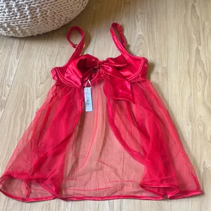 Adore Me Red Mesh Chemise with Satin Bow thumbnail 1