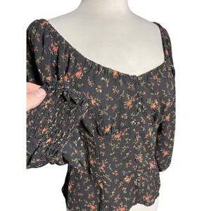 MADEWELL Women’s Kristie Sweetheart Black Floral 3/4 Sleeve Top thumbnail 3