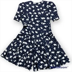 EJM ltd. Vintage 70’s-80’s floral print drop waist pliseé cotton romper, sz 12 thumbnail 3