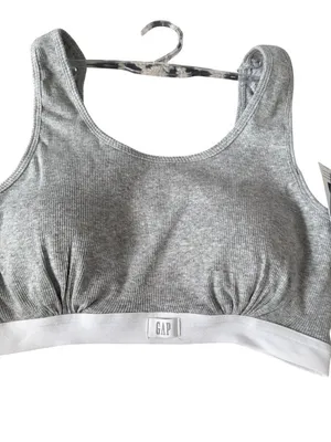 GAP Gray White Sports Bra Bralette Size Medium NEW NWT thumbnail 5