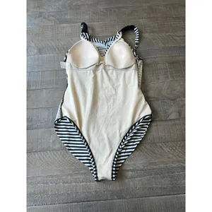 MERONA‎ Black White Striped One Piece Swimsuit Adjustable Straps Size Large thumbnail 8