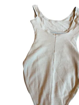 Skims Cotton Ribbed Bodysuit Neutral Taupe Stretch One Piece Slimming Size Small thumbnail 9