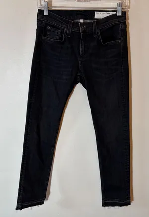 Rag & Bone Dre Capri Slim Boyfriend Jeans Concrete Grey Raw‎ Hem Size 25 thumbnail 1