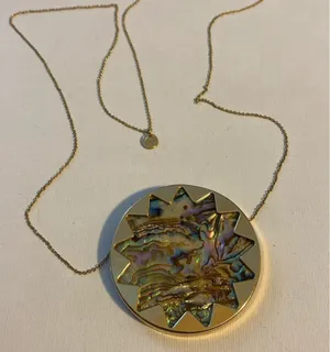 House of Harlow starburst pendant long gold tone necklace thumbnail 1