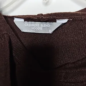 Cashmere Blend brown super soft pull over hooded hoodie sz Medium thumbnail 3