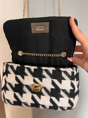 H&M Houndstooth Flap Woven Front Small Crossbody Bag thumbnail 5