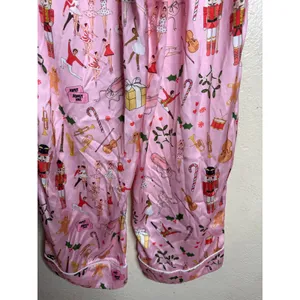 karen Mabon Pink Nutcracker Ballet Christmas Satin Pajama Pants size L thumbnail 8