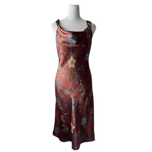 Vintage Y2K Faith Love Passion Brown Floral Cowl Neck Sleeveless Midi Dress thumbnail 2