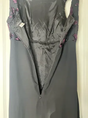 Rhapsody Vintage Y2K Black Formal Dress Whimsigoth Purple Floral Crushed Velvet Size 8 thumbnail 6