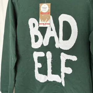 Wallflower Green Christmas Sweatshirt Bad Elf Pullover Gift NWT Juniors XS thumbnail 2