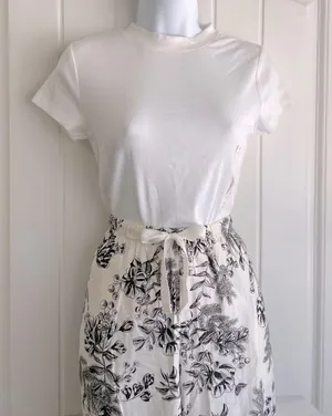 Stars Above x A New Day Floral Print Women's Pants & Ribbed White Shirt XS NWT thumbnail 3