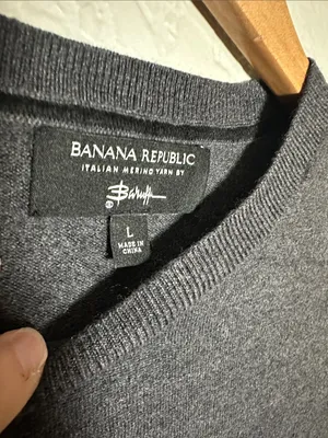 Banana Republic 100% Merino Wool Grey Crew Neck Sweater Baruffa Extra Fine Large thumbnail 3