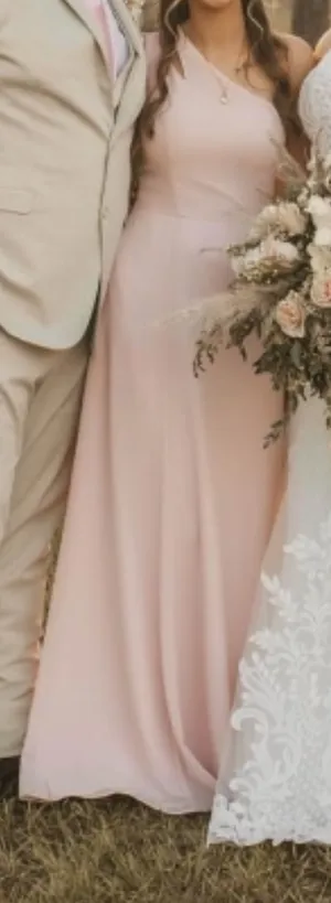 David's Bridal One Shoulder Bridesmaid Dress thumbnail 3