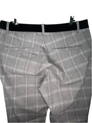 Zara Grey And White Stretchy Plaid Professional Office Tapered Ankle Trousers thumbnail 6
