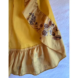 CQ by CQ Maxi Skirt Womens Size M Mustard Yellow Floral Ruffles High Low Boho thumbnail 7