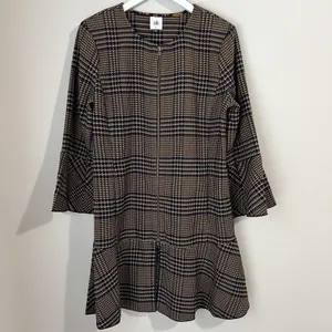 CAbi Women's Small Tartan Plaid Flounce Jacket Longline‎ Dark Acadamia # 3902 thumbnail 2