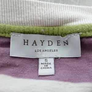 Hayden LA Green Purple & White Striped Short Sleeve T-Shirt Maxi Dress Size S thumbnail 4