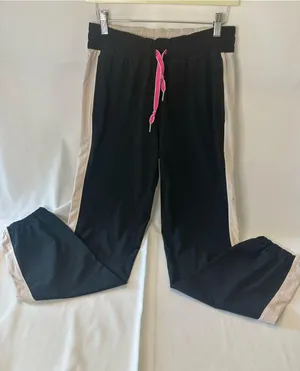 Lululemon Women’s Size 6 Vintage Joggers, Black With Pink Siding & Pink Strings thumbnail 1