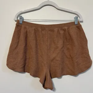 Abercrombie & Fitch Waffle Knit Shorts Size Large Tan Brown Cozy Lounge thumbnail 5