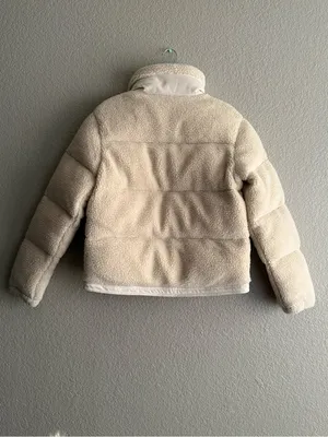 Dickies Sherpa Puffer Jacket Cream Teddy Fleece Zip Up Cozy Winter Coat thumbnail 8