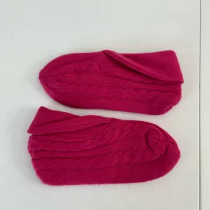 NWOT Lauren Ralph Lauren women’s hot pink cable knit sweater‎ booties slippers thumbnail 5