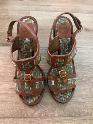 Tory Burch Florian Aztec Block Heel Sandal Size 8 thumbnail 3