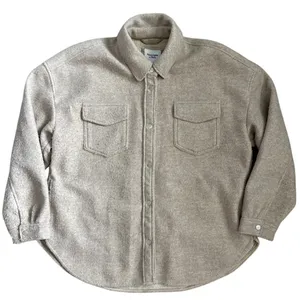 Abercrombie & Fitch Oversized Shacket Shirt Jacket Cream Size XL thumbnail 6