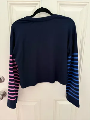 Sundry Striped Cropped Sweatshirt Size Small NWT thumbnail 6