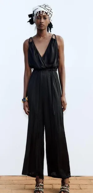 ZARA nwt satin effect pleated jumpsuit romper thumbnail 8