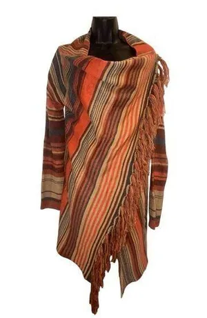 Large/extra large Boho coat. Open front shoulder button. Orange Size XL thumbnail 1