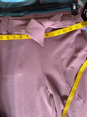 High-Rise Wide Leg Tie-Waist Pants in Mauve thumbnail 9