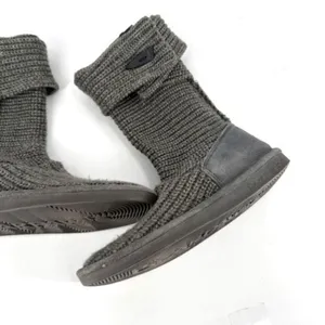 Bearpaw Womens Knit Tall Boots Sheepskin Footbed Fold Down Gray‎ Size 10 thumbnail 5