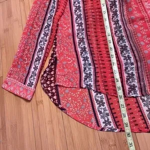 Free People Moonlight Mile Woven Top Hot Coral Floral Size Small‎ thumbnail 10