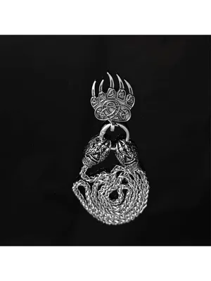 Viking Bear Claw Pendant Necklace Retro 24 inches thumbnail 3