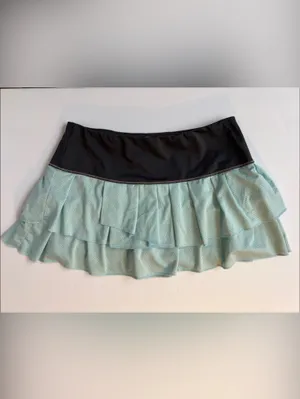 Lucky in Love Light Aqua Blue Ruffle Tennis Skirt with Charcoal Waistband thumbnail 7