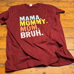 Mama Mommy Mom Bruh Graphic T Shirt Burgundy XL‎ Cotton Blend Funny Saying thumbnail 1