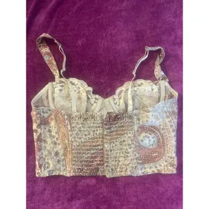 Vintage Y2K VICTORIAS SECRET Silk Bustier Cami Crop Top Lace Small S Heart Label thumbnail 4
