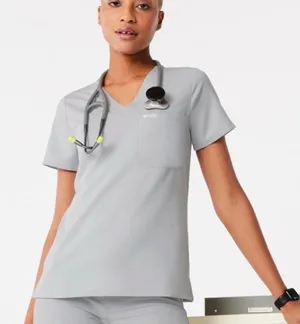 Figs XXS Catarina Extremes Scrub Top in Light Grey thumbnail 1