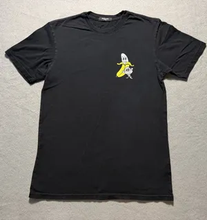 Bananas Monkey Graphic T Shirt Womens Small Black Streetwear Tee Cotton thumbnail 1