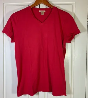 Mod-O-Doc 2 Casual Elegance Womens Red V-Neck 100% Cotton T-Shirt Medium thumbnail 1