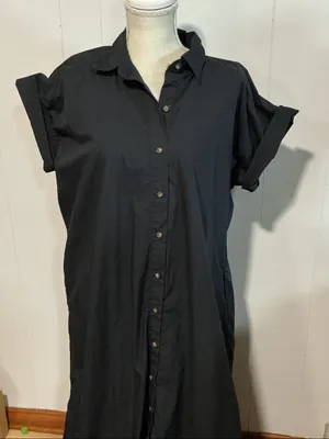 LOFT Black Maxi Shirt Dress thumbnail 1